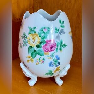 Limoges Egg Shape Vase with Floral Detailing